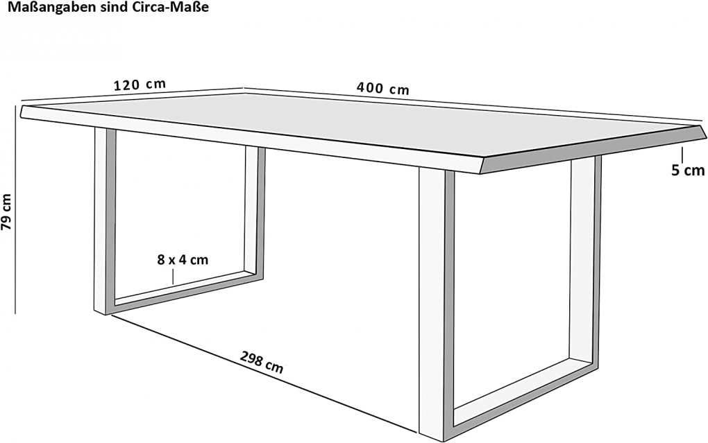 Esstisch Baumkante massiv Akazie natur 400 x 120 schwarz VALIN itemprop=