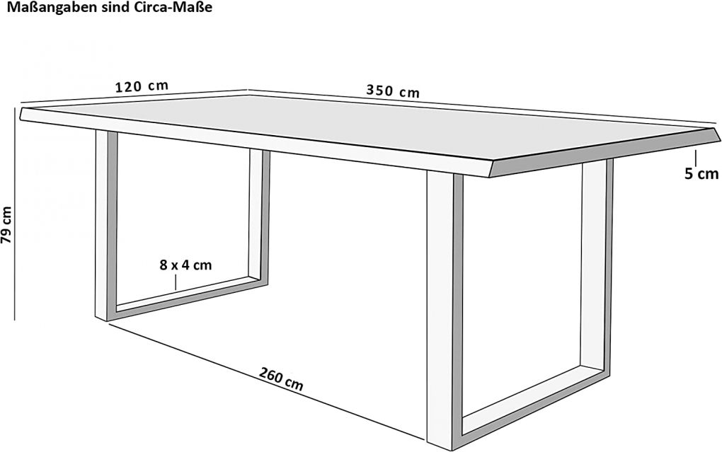 SAM® Esstisch Baumkante massiv Akazie natur 350 x 120 silber VALIN itemprop=