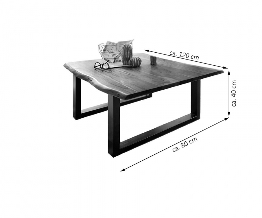 Couchtisch Baumkante 120x80 cm Akazie naturfarben schwarz Noah itemprop=