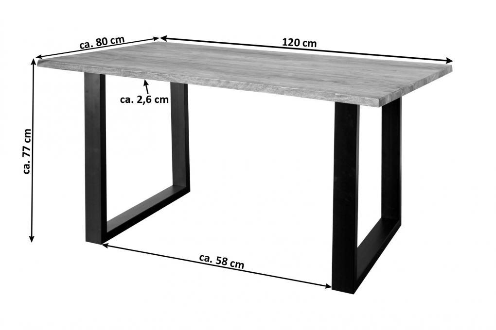 Baumkante Esstisch Indisches Rosenholz teakfarben 120 x 80 schwarz MAREK itemprop=