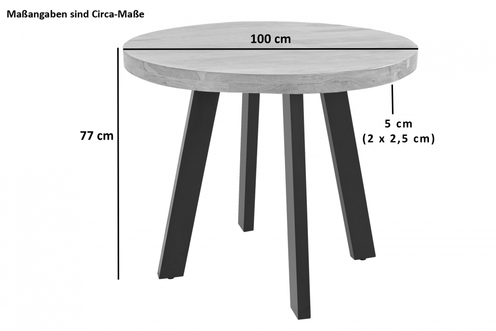 Esszimmertisch rund 100 cm Akazienholz naturfarben schwarz SOPHIA itemprop=