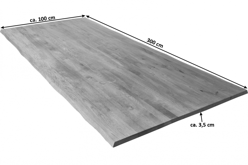 Tischplatte Baumkante Wildeiche 300 x 100 cm RICHARD itemprop=