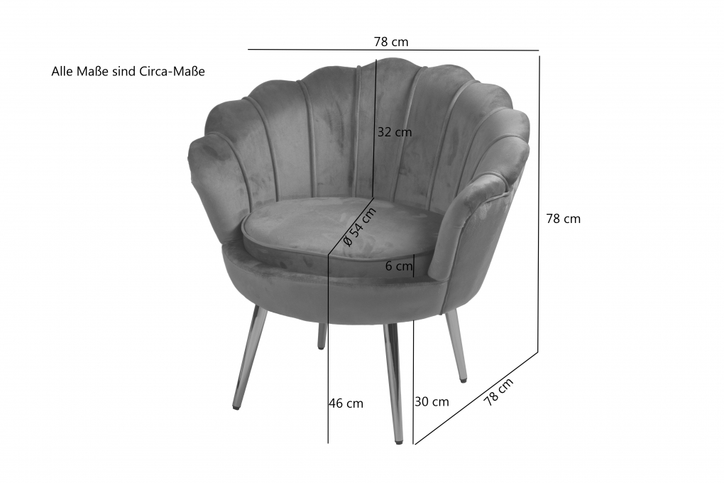 SAM® Armlehnsessel Polstersessel Samt Grau Retro-Look BIG CHAIR itemprop=