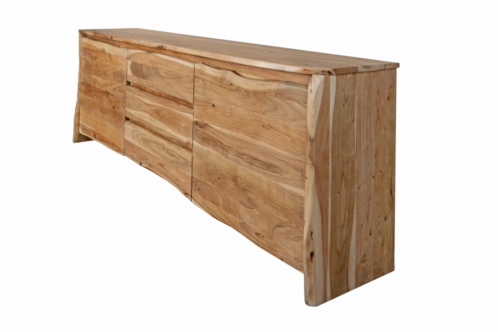 Sideboard Baumkante 200 x 45 x 90 cm Akazienholz massiv naturfarben DAHLIA itemprop=