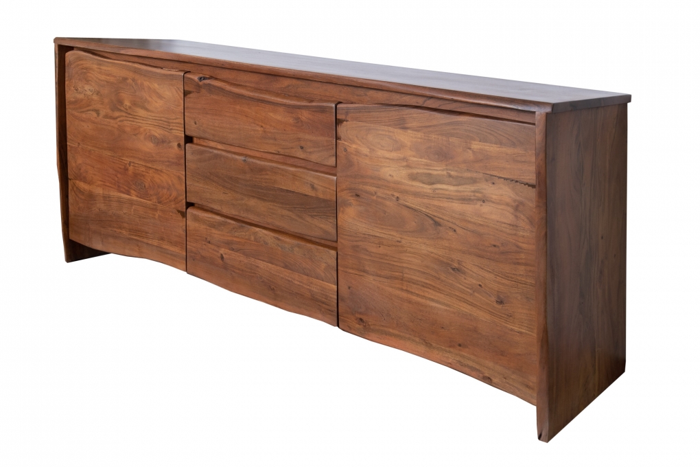 Sideboard Baumkante 200 x 45 x 90 cm Akazienholz massiv nussbaumfarben DAHLIA itemprop=