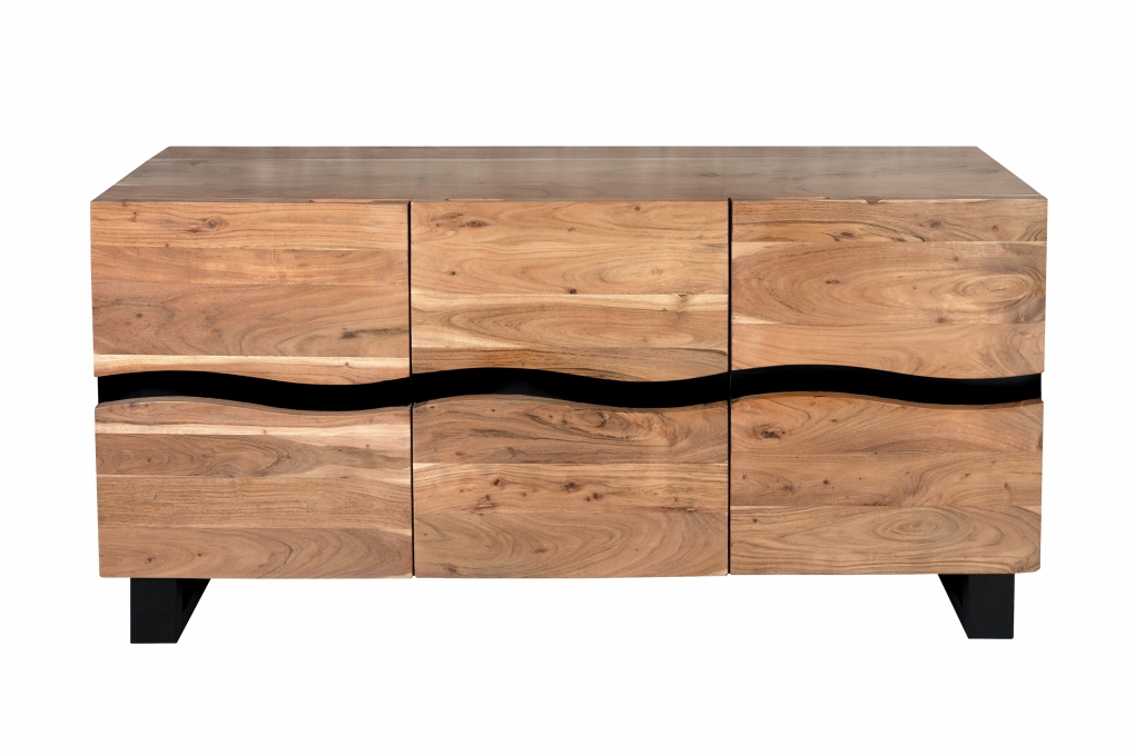 Sideboard Baumkante 160  x 45 x 85 cm Akazienholz massiv naturfarben Kyoto IV itemprop=