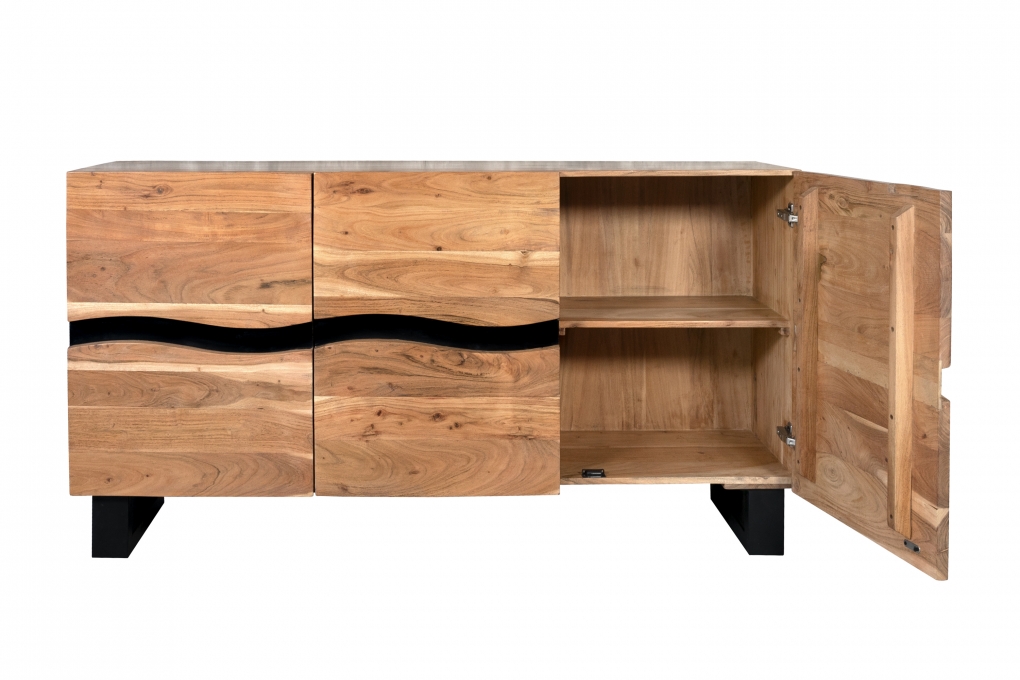 Sideboard Baumkante 160  x 45 x 85 cm Akazienholz massiv naturfarben Kyoto IV itemprop=