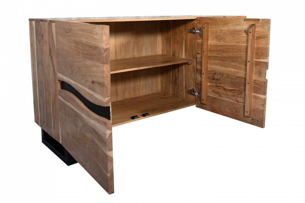 Sideboard Baumkante 160  x 45 x 85 cm Akazienholz massiv naturfarben Kyoto IV itemprop=