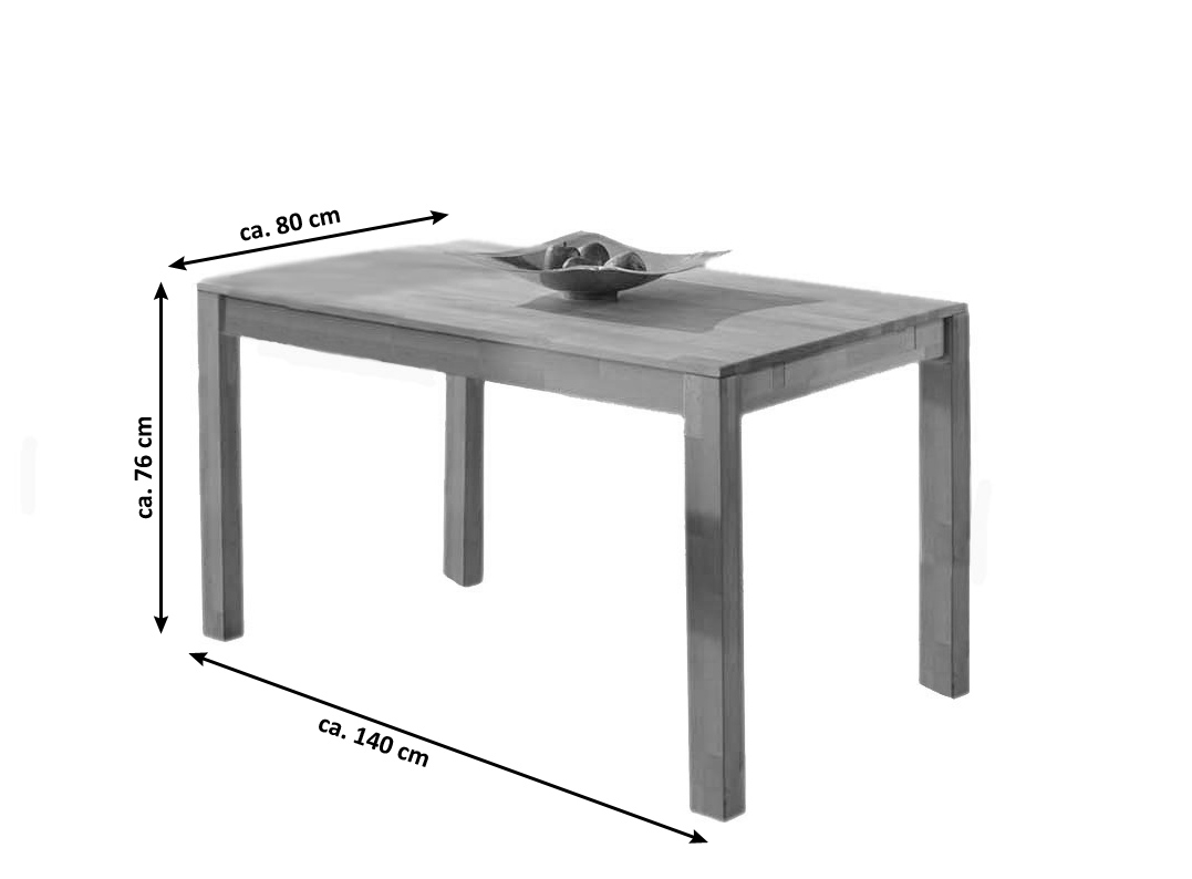 SAM® Esstisch Esszimmertisch massiv Kernbuche 140 x 80 cm Barni