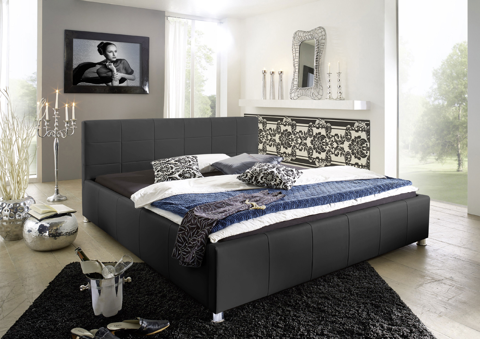 SAM® Design Bett 100 x 200 cm schwarz KIRA günstig