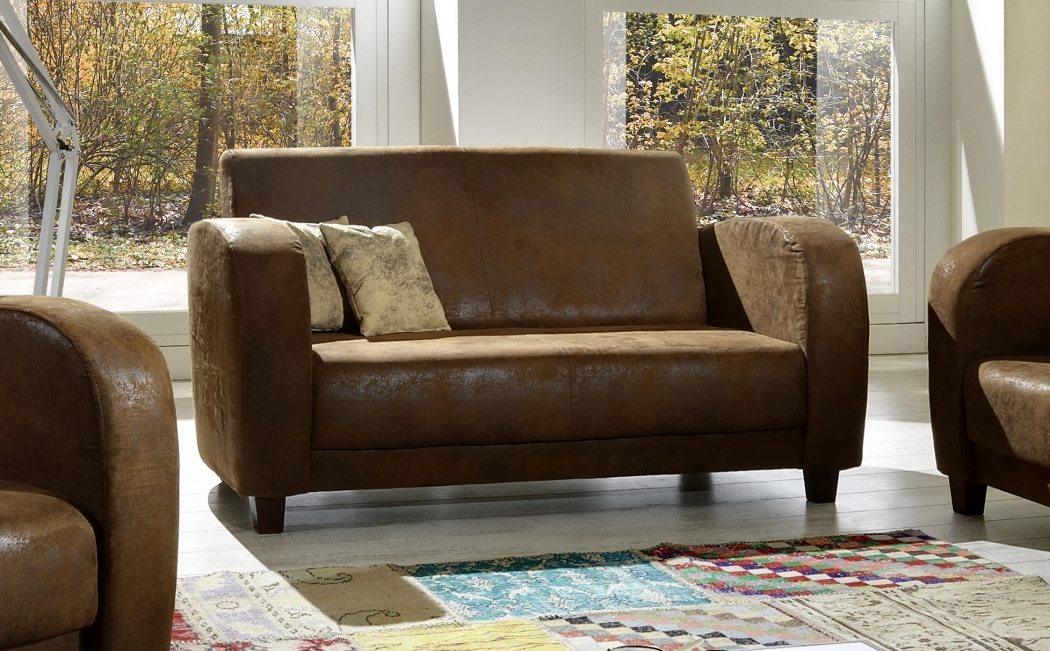 SALE Sofa 2-Sitzer wildleder optik Gobi Couch braun ANTIS