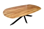 Esszimmertisch Oval 180 x 90 cm Akazienholz massiv natur Spider-Gestell schwarz RAMA