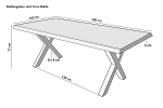 Esstisch Baumkante massiv Mango 200 x 100 X-Gestell silber CALI