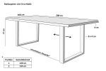 Esstisch Baumkante Holz Wildeiche-Optik 200 x 100 U-Gestell schwarz JOSY