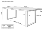 Esstisch Baumkante Holz Wildeiche-Optik 220 x 100 U-Gestell silber JOSY