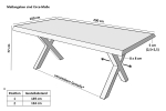 Esstisch Baumkante massiv Mango rough 200 x 100 X-Gestell schwarz ATLAS