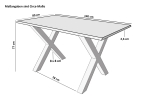 Esstisch Baumkante Massiv Mango naturfarben 140 x 80 silber X-Gestell DORA