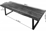 Baumkantentisch Rough Wood Platte 200 cm U-Gestell schwarz Ramon