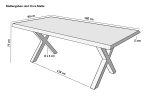 Baumkantentisch Rough Wood Platte 180 cm X-Gestell schwarz Ramon